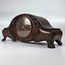 c. 1910 Antique German Carved Walnut Napoleon Hat Mantel Clock Probable Junghans picture