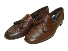 Men’s 10 M BALLY of SWITZERLAND BERKELEY Brown Leather Tassel Loafers Vintage picture