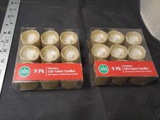 Flameless LED Candles 9 Pk Batteries Included Gold Sparkle 1 1/2