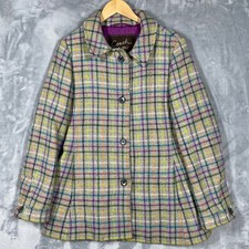 Coach 1941 Womens Grey Multi Color Plaid 100% Wool Pea Coat Jacket Size L picture