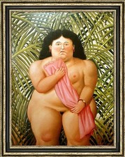 Hand Painted Oil Painting art Fat woman Nude Fernando Botero Style On Canvas 36