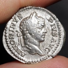 Emperor Caracalla Denarius 207AD Ancient Roman Empire Silver Coin Very Fine Rome picture