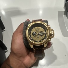 Invicta I-Force Men's Chronograph Quartz Date Gold Tone Brown Leather Strap picture