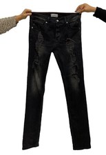 STONE ISLAND MENS JEANS 31 BLACK RIPPED MADE IN ROMANIAN #P1 picture