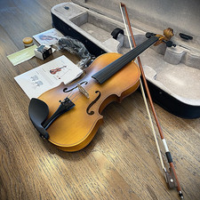 Full-Size 4/4 Violin with Gorgeous Antiqued Finish, Case, Bow, Rosin and More picture
