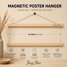 36 Inch Natural Pine Magnetic Poster Hanger Frame Wood Rails Jazzy Blanc picture