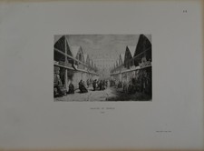 Antique Paris France Art Print Temple Market French Expo 1900 Original picture