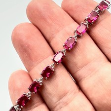 JTV Pink Sapphire Sterling Silver Tennis Bracelet 7 Inch New picture