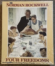 VTG Norman Rockwell Jaymar Puzzle FOUR FREEDOMS-FREEDOM FROM WANT 800 Pcs READ picture