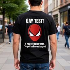 ( ON BACK ) Gay test If You See Spiderman T shirt Unisex, Size S-5XL picture