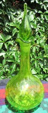 BLENKO VINTAGE CRACKLE ART GLASS GENIE DECANTER MCM 60S MID CENTURY 13 1/2