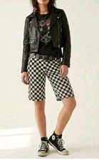 Checkered Shorts Abbey Dawn Avril Lavigne Bermuda Skater Black White Vintage 3 picture