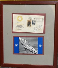Framed USS California (DLGN-36) Vintage 1st Day Issue Ship’s Launching picture