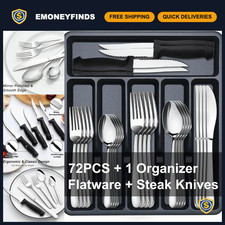 73-Piece Stainless Steel Silverware Set with Organizer - Service for 12, Cutlery picture