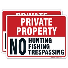 Private Property No Hunting Fishing Trespassing Sign, (2 Pack) 10x14 Aluminum picture
