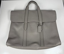 Coach Metropolitan Portfolio Briefcase 58097 Grey Textured Leather Laptop picture