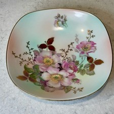 Elegant Vintage Floral Square Plate with Gold Accents Schumann Arzberg Germany picture