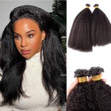 Flat Tip Human Hair Extension Kinky Straight Keratin Fusion Hair 100g 100Pcs picture