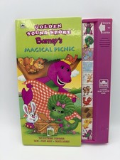Vintage 1993 Barney’s Magical Picnic Golden Sound Story Book Sight N Sound WORKS picture