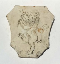 Antique Marble Carved Lion Crest Shield Style Keystone 18/19th C picture