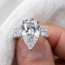 IGI 6 Ct Pear EF/VS1 Lab Grown Diamond Solitaire Engagement Ring 14K White Gold picture