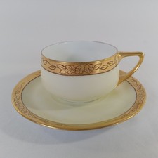 Rosenthal Donatello Porcelain Cup & Saucer Set Vintage Gold Floral Art Deco picture