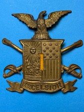 SPANAM, INDIAN WARS, M1880, NEW YORK, 1st CAVALRY REGIMENT, SHAKO HELMET PLATE picture