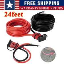 Heavy Duty 24 FT Quick Disconnect Winch Power Cable 2 Gauge 2 AWG Copper Wiring picture