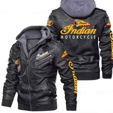 Men’s Indian Biker Motorcycle Riding  Genuine Cowhide Leather  black Jacket picture