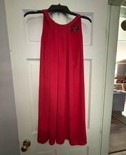 Nine West Red Solid Shift Dress V-Neck Sleeveless Knee Length Women’s Size 6 picture