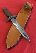 VINTAGE MILITARY  COPY OF WW1 DESIGN-BRASS GRIP  & NEW LEATHER SHEATH  picture