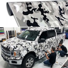 Snow Camo Camouflage Vinyl Film Wrap Decal Air Bubble Free Black White Gray picture