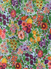 Vintge 70s Spring Wildflowers Polyester Fabric 45x40” picture