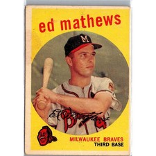 1959 Topps Ed Mathews 450 Milwaukee Braves Baseball Card Hall of Fame HOF Card picture