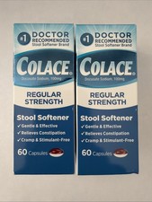 2 X Colace Regular Strength Stool Softener - 100 mg Capsules 60 Exp 2028+ picture