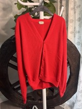 VTG 60s Wynbrier Bullocks Wilshire Red Cardigan Sweater Men’s M Wool Ivy picture