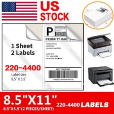 200-4000 Premium 8.5x5.5 Square Corner Shipping Labels Half Sheet Self Adhesive picture