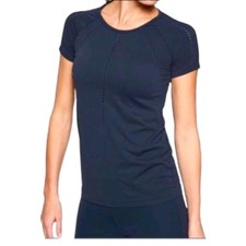 ATHLETA Top Women's Medium Foothill Perforated Tee Navy Blue Athleisure Running  picture