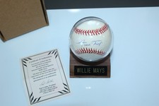 Vintage Willie Mays Autographed Baseball On Rawlings With Holder picture