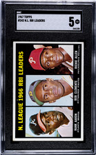1967 Topps #242 N.L. RBI Leaders SGC 5 Hank Aaron Roberto Clemente Richie Allen picture