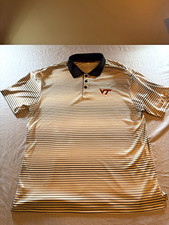 Colosseum Men's XL Virginia Tech Hokies Striped Polo Shirt White Black Maroon picture