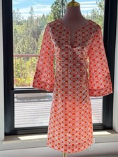 Lesley Evers Ellie Orange Foxcroft Cotton Midi Dress Large NWT Made USA picture