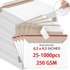 25-1000pcs 6.5 x 4.5 White Rigid Photo Shipping Flats Cardboard Envelope Mailers picture