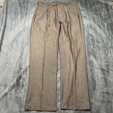 ASOS DESIGN Mens Brown Herringbone Pleated Dress Pants Trousers 34x34 F1011564 picture