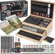 175 piece deluxe art set w/five media in wooden box NEW Shipping Included picture