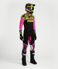 MX-27 Thor Sportmode Punk'd Motocross Gear Set - Jersey & Pant - Black/Fuschia picture