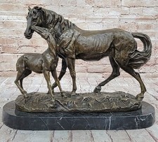 Vintage Detailed Bronze Horse Foal Figure Cast Solid Metal Statue Colt Figurine picture