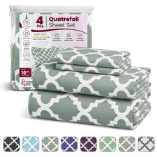 Bed Sheet Set 4 Piece Printed Deep Pocket Luxury Brushed Microfiber Sheets picture