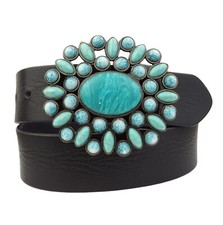 Western Turquoise Buckle with genuine leather belt picture