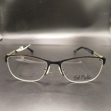 Bob Mackie Eyeglass Frames BOBB115FS530BLK 53-17-135 Black Half-Rim Swarovski picture